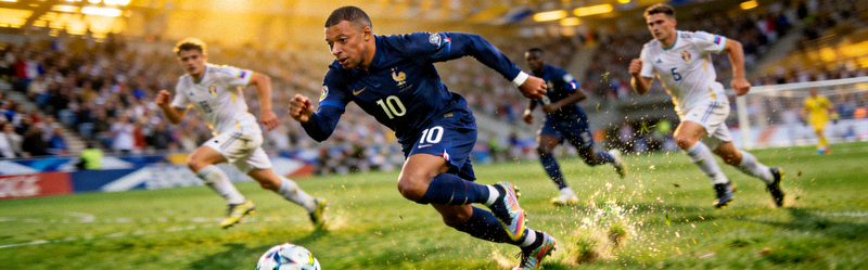 法国队姆巴佩在比赛中高速突破